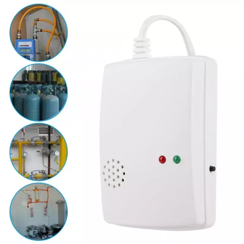 Natural Gas Alarm Sensor Practical Home Security Lpg รั่ว Detector 110-240V เครื่องตรวจจับแก๊ส