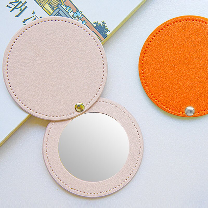 Mini espejo de bolsillo portátil de acero inoxidable para maquillaje, forma redonda, espejos compactos de bolsillo plegables para cosméticos, 1PC