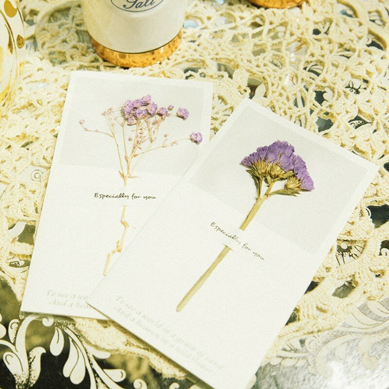 10Pcs DIY ดอกไม้แห้ง Handmade Gypsophila การ์ดเชิญงานแต่งงานวันเกิดขอบคุณพระเจ้า Party Greeting Cardchrismas