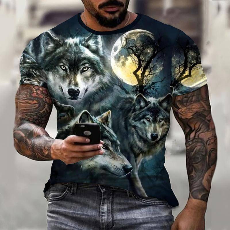 ฤดูร้อนใหม่หมาป่าคู่ต่อสู้สำหรับ Hegemony 3D Werewolf ชายเสื้อยืดผู้ชาย0 Casual แฟชั่นสั้นแขน