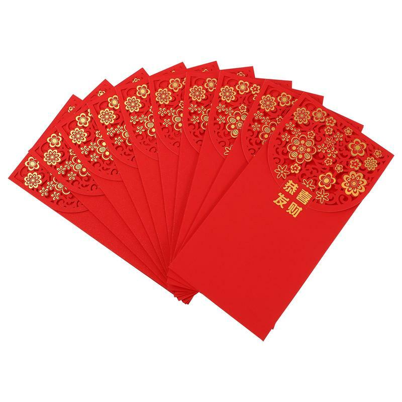 Envelopes vermelhos da festa dos pacotes vermelhos do festival chinês da primavera de 10 pces