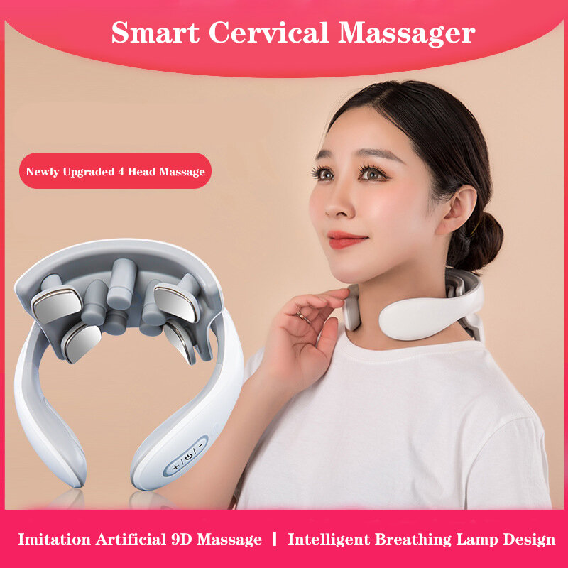 Masajeador Cervical con vibración, masajeador eléctrico inteligente de baja frecuencia, recargable, compresa caliente