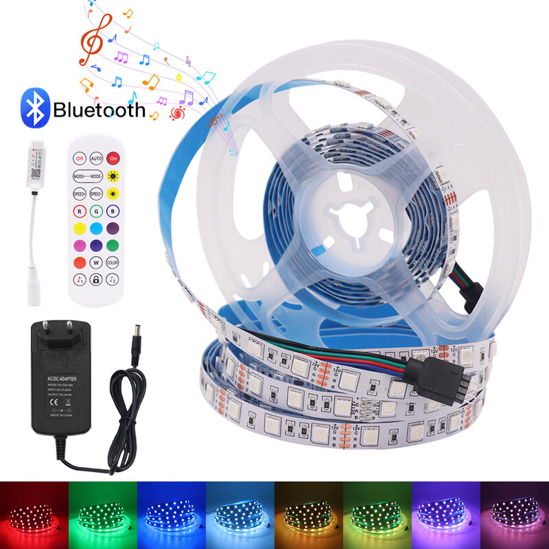 LED Strip Lights RGB 5050 12V Bluetooth WiFi Control Flexible LED Tape Dimmable Waterproof LED Ribbon TV Backlight Bedroom Decor