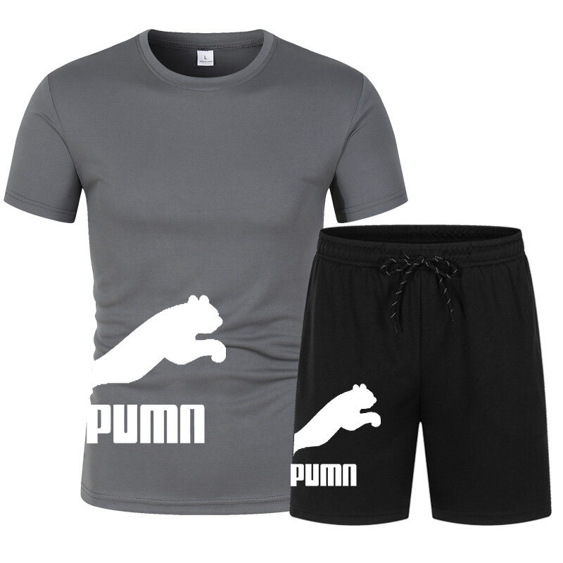 Men's sports T-shirt and shorts Puma print casual fashion breathable short sleeved summer warmth 2023