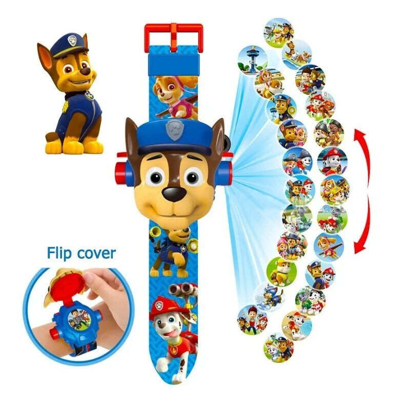 Reloj Digital de la patrulla canina para niños, juguete de Anime, proyección de 24 estilos, patrones de dibujos animados, reloj de tiempo, regalo de cumpleaños