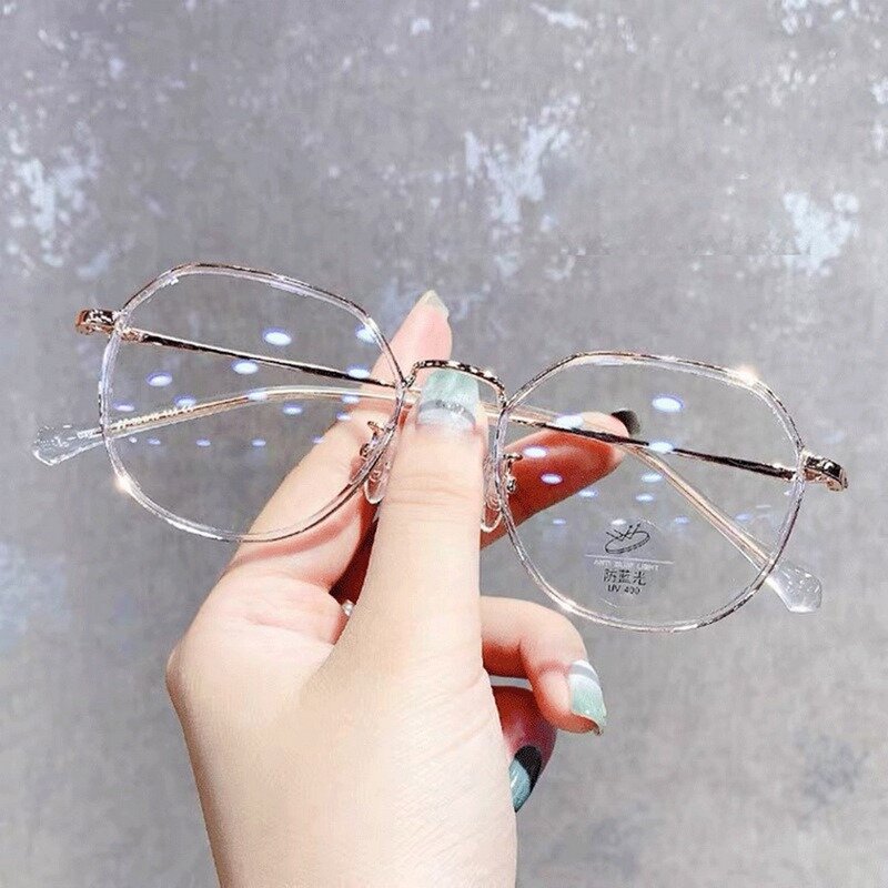 Unisex Metal Round Anti Blue Light Glasses Women Men Classic Square Eyeglasses Frames Transparent Computer Glasses