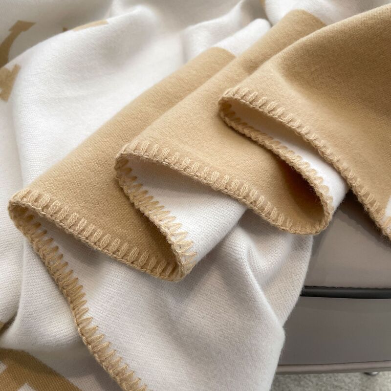 Manta de Cachemira de diseño de marca para camas, manta de lana de punto a cuadros para sofá, bufanda portátil para siesta, hogar y oficina