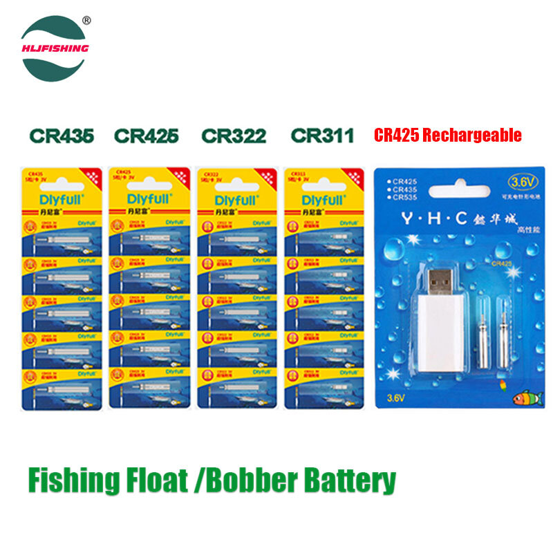 HLJFISHING 2022 CR425 CR322 CR435 CR311 Fishing Electronic Luminous LED Float Battery Charger Smart Bobber Battery