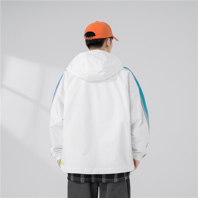 Spring and Autumn 2022 New N-style Casual Sports Technical Jacket Men's Preppy Style with Youth Hooded Contrast Zippered Jacket
