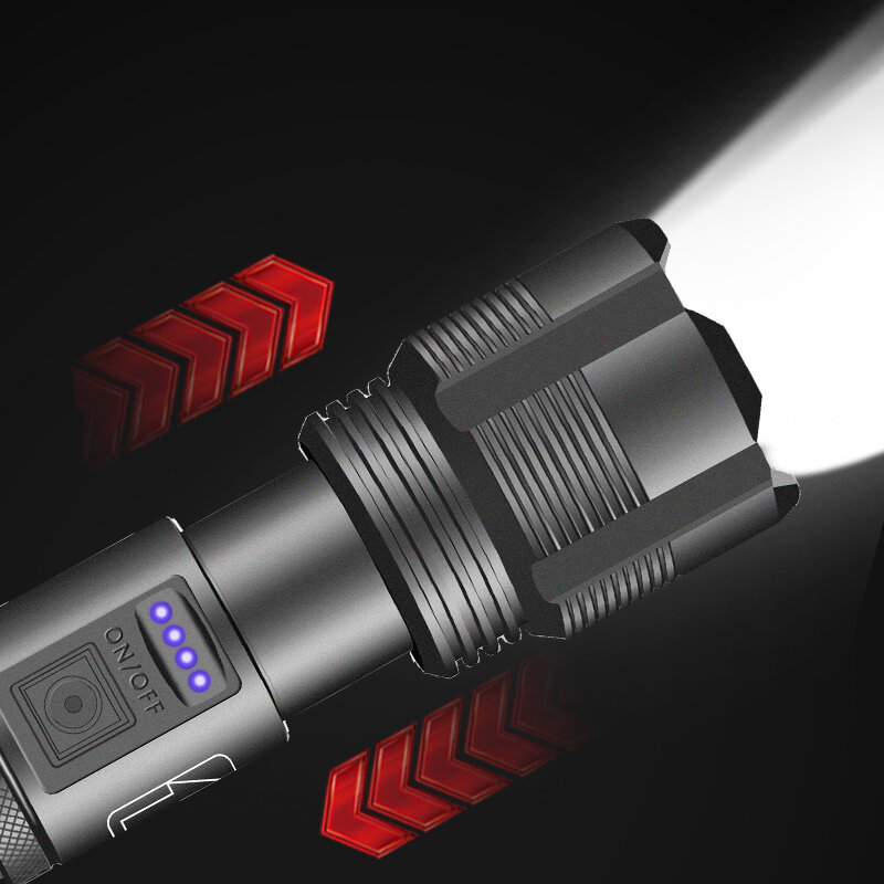 Xhp70/xhp50 lanterna telescópica zoom liga de alumínio + abs material alimentado por 18650 aaa bateria usb recarregável lanterna