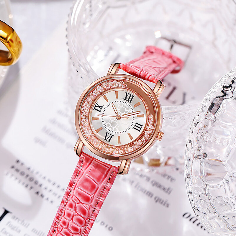 Reloj informal de lujo para Mujer, pulsera de cuarzo, de cuero