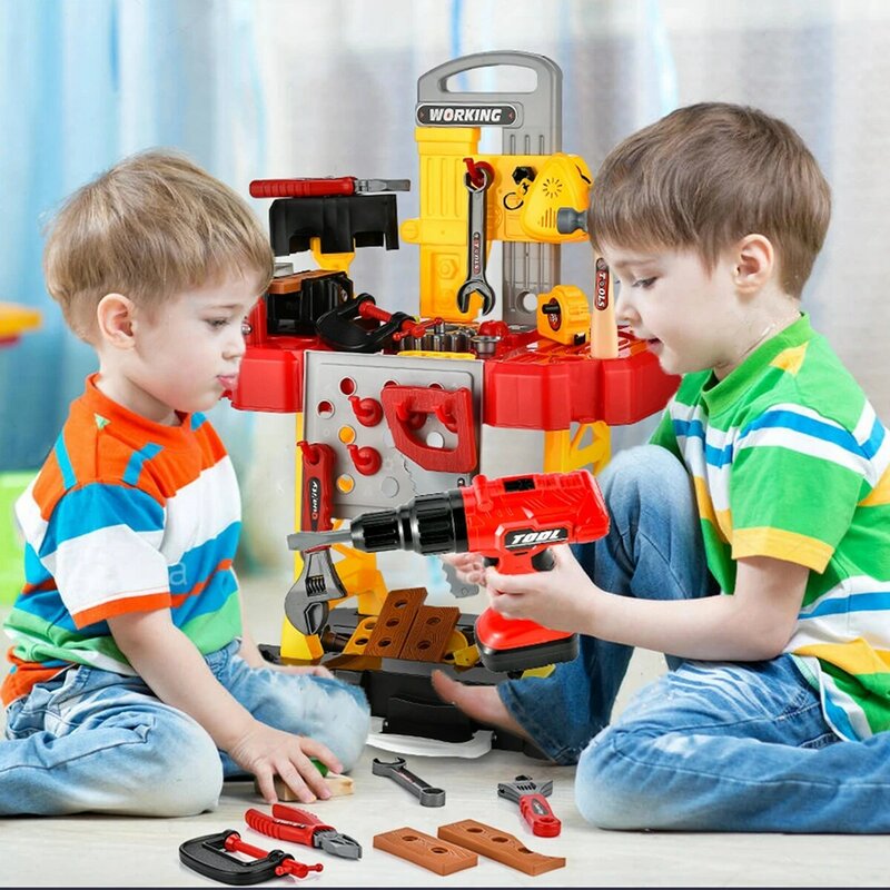CHOI'S-banco de trabajo de juguete para niños y niñas, Set de 82 piezas, Kit de construcción, viaje al aire libre, regalo preescolar