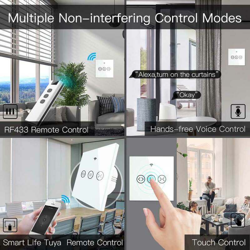 Akses Internet Nirkabel RF433 Smart Touch Tirai Roller Blind Motor Switch Tuya Kehidupan Cerdas App Remote Control Bekerja dengan Alexa Google Home