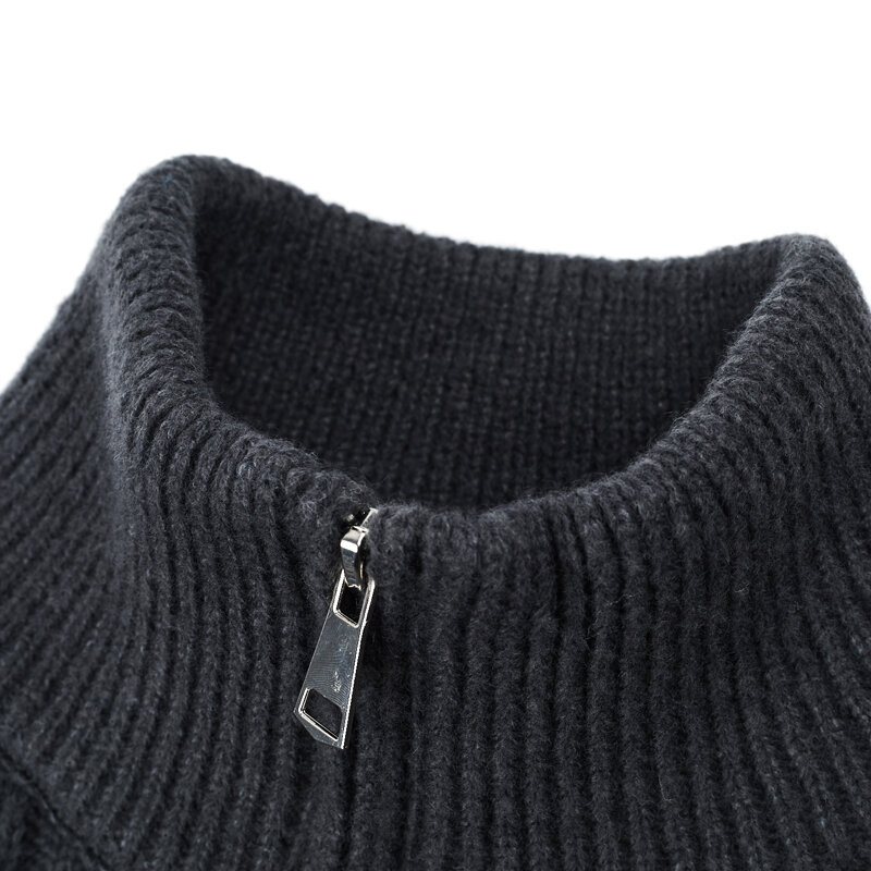 Sweter męski sweter wiosenny i jesienny w stylu japońskim i koreańskim Vintage żakardowy stojak sweter z kołnierzem Zipper płaszcz na co dzień