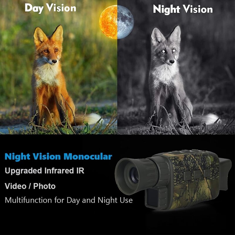 Telecamera per visione notturna a infrarossi monoculari NV1000 per visione notturna 9 lingue Zoom digitale 5X 200M distanza di visione completamente scura per la caccia