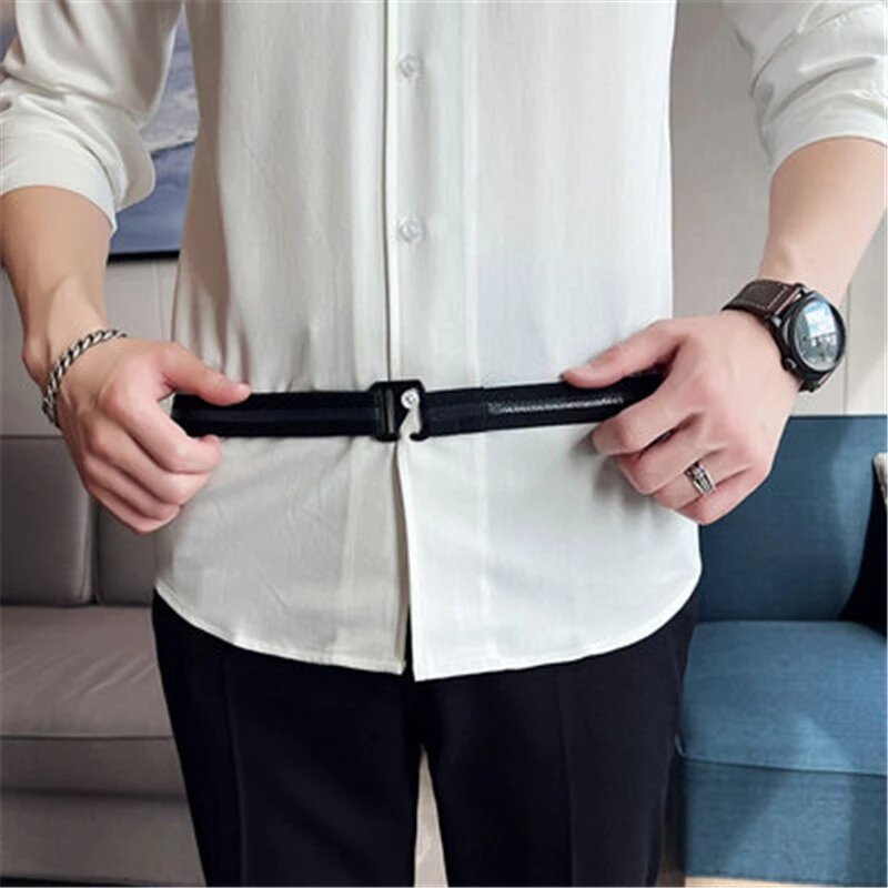 Men Shirts Non-slip Strap Belt High Stretch Artifact Tools For Man Business Gentlemen Commerbunds Casual Hook Belts Black 2022