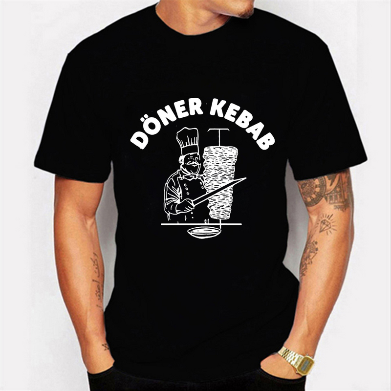Camiseta con estampado de Doner Kebab para hombre, camisa de Hip-Hop con cuello redondo, informal, de verano, de gran tamaño
