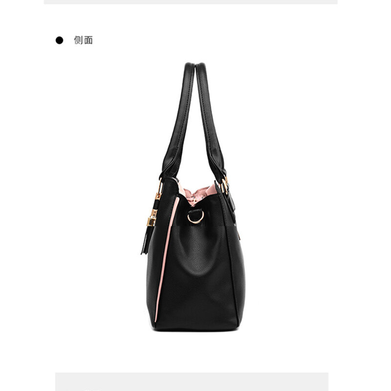 QIAOSANSAN Women's Handbag Designer Large-capacity One-shoulder Ladies Bag Messenger Tote Metal Tassel Pendant Stitching Trendy