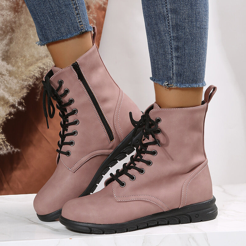 Winter Women's Boots Ethnic Style Retro Leather Ankle Boots Platform Boots Fashion Fur Integrated Snow Boots Thick Cotton Boots