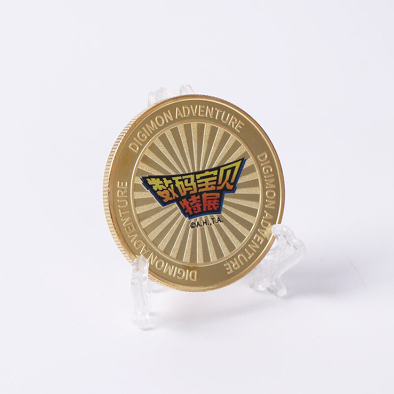 Digimon japão anime digital monstro digimon aventura ouro moeda jogo comemorativo moeda brinquedos crianças presente