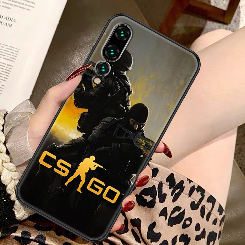 Csgo – coque de téléphone de jeu cs pour Huawei, compatible avec P Mate P10 P20 P30 P40 10 20 Smart Z Pro Lite, noire, souple, peinture artistique