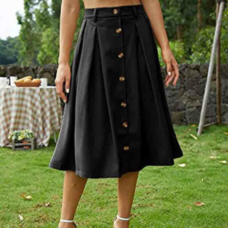 Spring Summer Temperament Leisure Women Skirt 2023 New Fashion Solid Color Elegance A-Line Retro Comfortable Women's Skirt T08