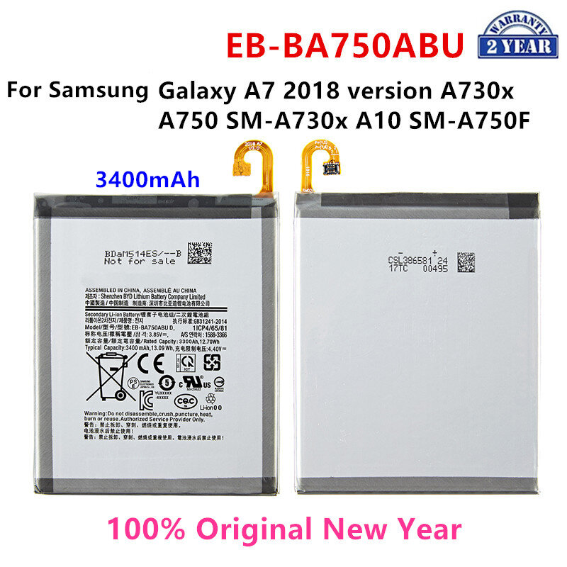 100% EB-BA750ABU bateria 3400mAh dla 100% Galaxy A7 2018 wersja A730x A750 SM-A730x A10 SM-A750F + narzędzia