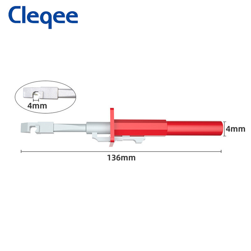 Cleqee P5006 2 Stuks Geïsoleerde Test Haak Clip Draad Piercing Sonde Met 4Mm Socket Bulit Hoge Qulity lente Diy Tool
