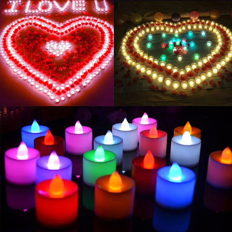 1Pcs Romantic LED Candle Multicolor Flameless Lamp Light Wedding Birthday Party Decoration Birthday Party Valentine's Day