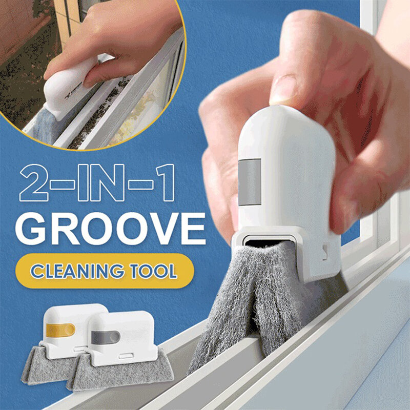 Herramienta de limpieza de ranuras 2 en 1, paño de limpieza creativo de ranuras de ventanas, cepillo de limpieza de ranuras de ventanas, cepillo de ranuras