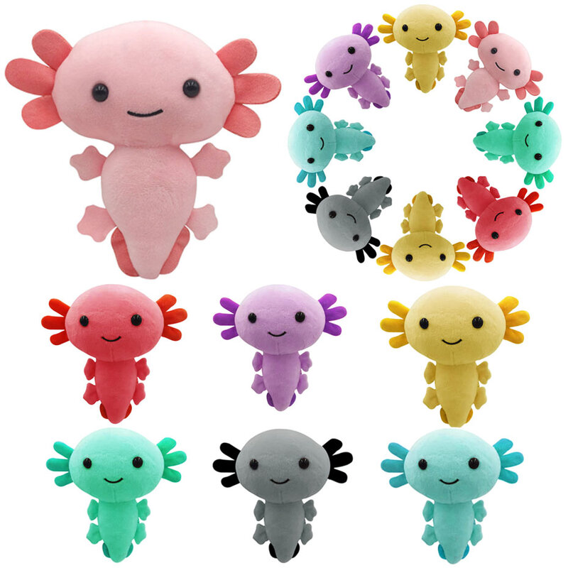 Kawaii Axolotl Plush Toy for Kids Animal fofo dos desenhos animados, Pelúcia recheada, Boneca, Aniversário, Natal, Presentes de Halloween, Decoração de casa