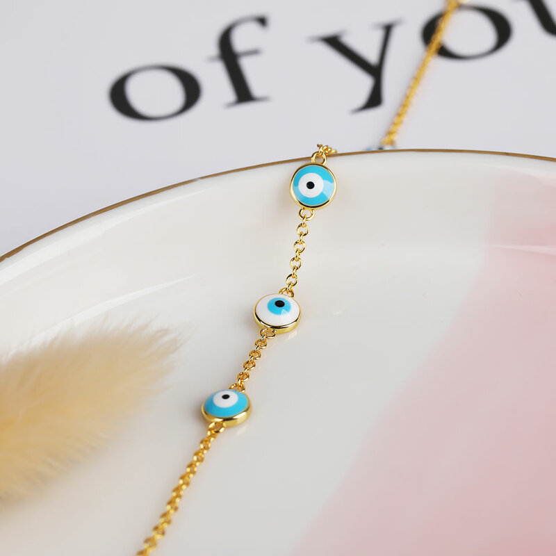 Poulisa Trendy bransoletka „ urok złych oczu ”dla kobiet prezent kolorowe emalia szczęście oko turcji bransoletki i Bangles akcesoria mody