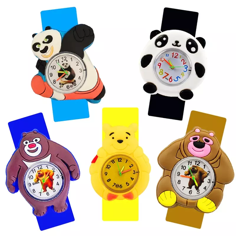 Unicorn Panda Bear Children Watch Kids Slap Watches Boys Girls Kindergarten Reward Gift 1-15 Year Old Kid Learn Time Toys Clock