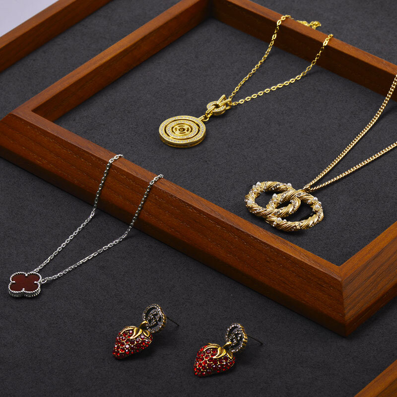 Oirlv-bandejas de madera para exhibición de Joyas, organizador de microfibra para collar, bandeja de exhibición de anillos