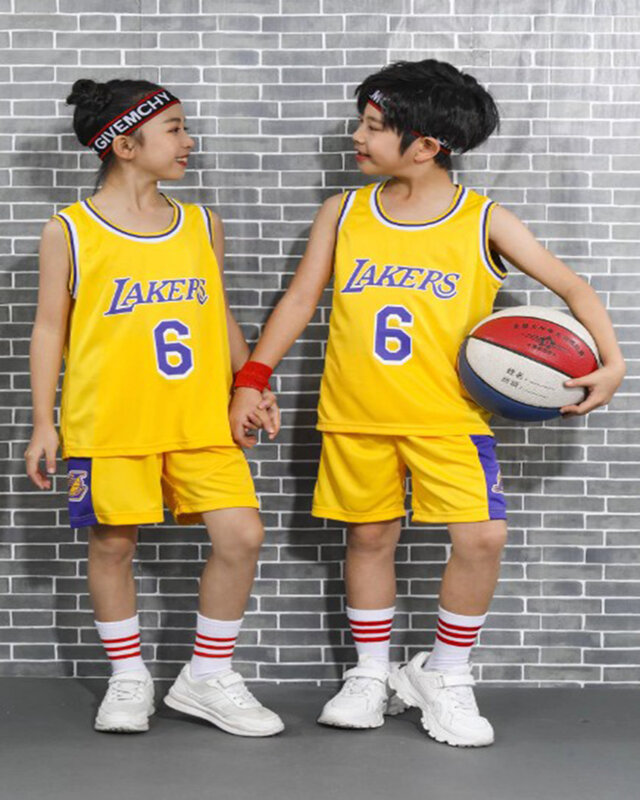 No. 6子供のバスケットボールユニフォーム3-12歳屋外ウェア青少年ベストショートスーツ夏の子供服2022