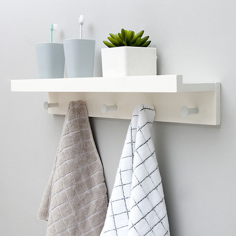 ไม้ไผ่ลอยติดผนัง Rack Coat Hook Rack แขวนผ้าเช็ดตัวผู้ถือยุโรปสไตล์ Coat Hook ประตูหมวกแขวน