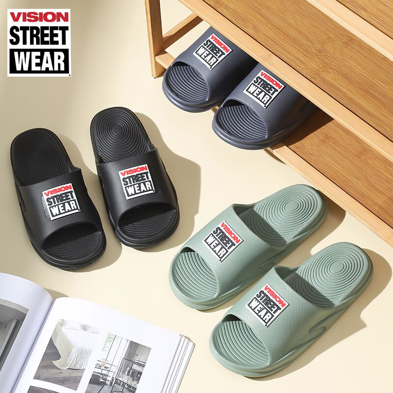 VISION Street Wear รองเท้าแตะคู่รักทำจาก EVA นิ่มแฟชั่นรองเท้าแตะใส่เดินในบ้านในห้องน้ำรองเท้าแตะคู่ร...