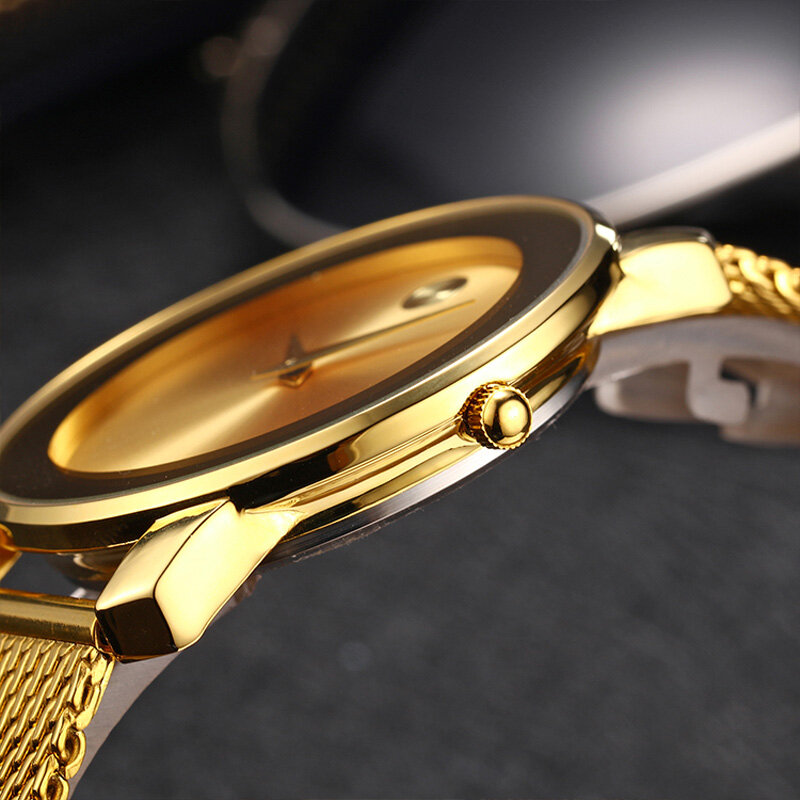 Минималистичные реплики часов, оригинальные стильные стальные часы с браслетом, простые золотые Круглые водонепроницаемые часы AAA для женщ...