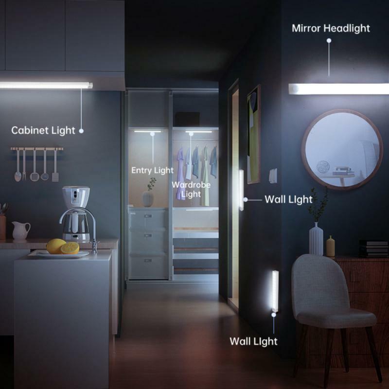 Luz de noche con Sensor de movimiento, luz LED inalámbrica, lámpara de armario recargable USB para casa, cocina, dormitorio