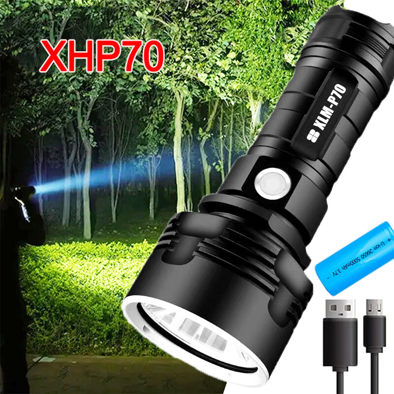 High Power Super Helle Led Taschenlampe XHP70/L2 Taschenlampe 1000 Lumen Outdoor Tragbare USB Aufladbare Licht Wasserdicht Camping