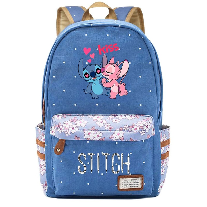 Disney การ์ตูนใหม่น่ารัก Stitch เด็กหญิงเด็กโรงเรียนกระเป๋าสุภาพสตรีกระเป๋าเป้สะพายหลังวัยรุ่นก...