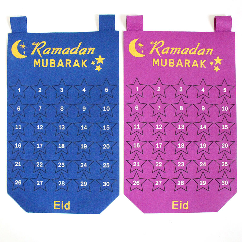 1 set Ramadan Countdown Felt Calendar Eid Mubarak Decorations For Home Islamic Muslim Party Decor Ramadan Kareem Eid