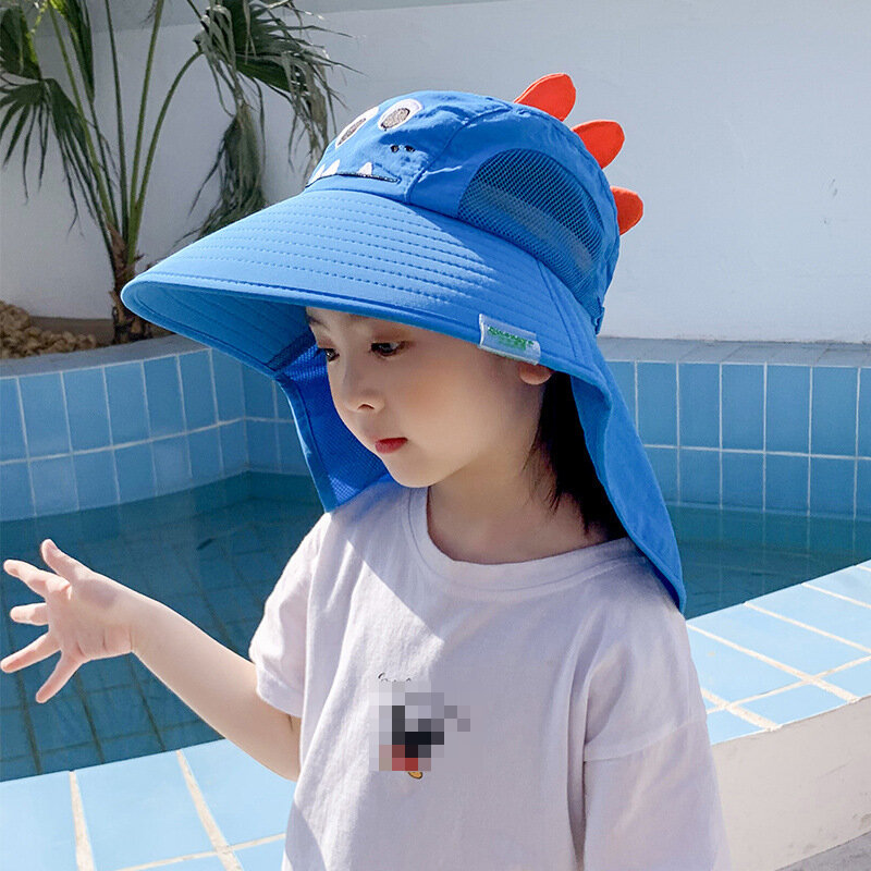 Topi matahari anak musim panas, penutup telinga leher luar ruangan perlindungan Anti UV topi pantai anak laki-laki perempuan topi Flap perjalanan untuk anak-anak