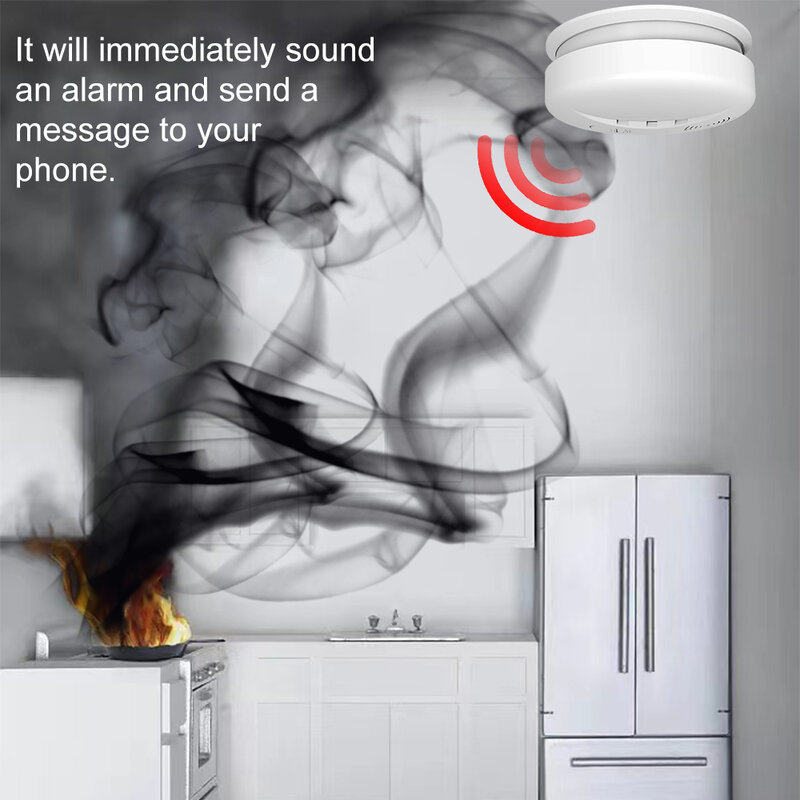 Zonan s10 + s11 tuya wi fi detector de fumaça independente alarme incêndio sem fio alto altifalante db vida inteligente app sensor segurança em casa