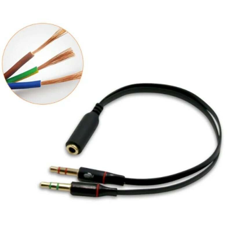 10-100pcs 3.5mm 1 Female to 2 male AUX Audio Cable Mic Splitter Cable Earphone Headphone Adapter Cable for Phone pad Mobile