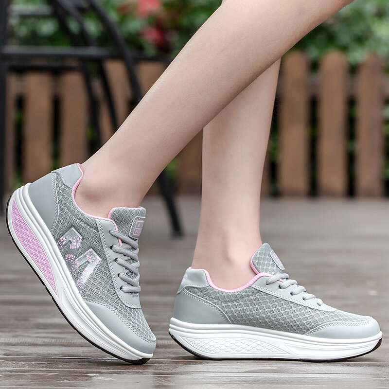 Women's Vulcanized Shoes Lace-up Platform Casual Shoes Breathable Hard-wearing Sneakers Lightweight Low Top Letter Walking Shoes