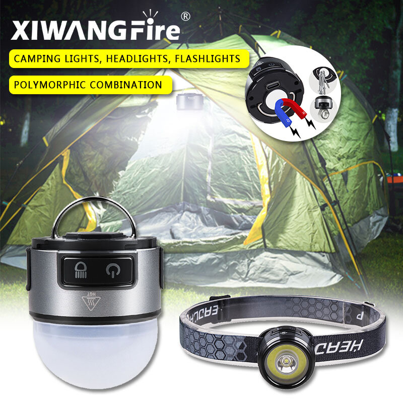 Xiwangfire-faro delantero XPG + COB con gancho magnético, lámpara de acampada, lámpara de trabajo, linterna brillante para correr, pesca nocturna, nuevo