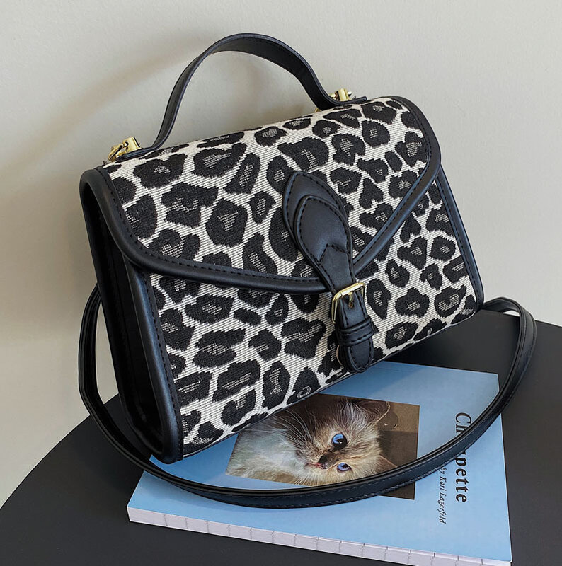 2022 New Brand Designer Top-handle Bags Women Leopard Vintage Flap Bag CrossBody Big Ins All-match Retro PU Leather Day Clutchs