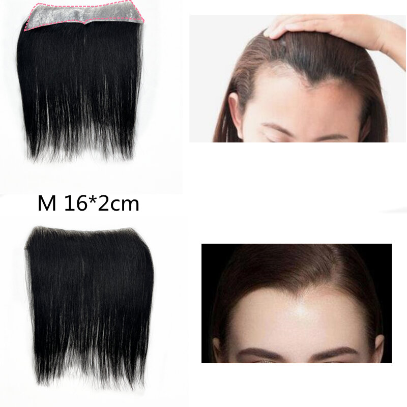 Halo Lady Natural Human Hairline Replacement System Forehead Hair Pieces For Baldness Thin Skin PU With Tapes Non-Remy Brazilian