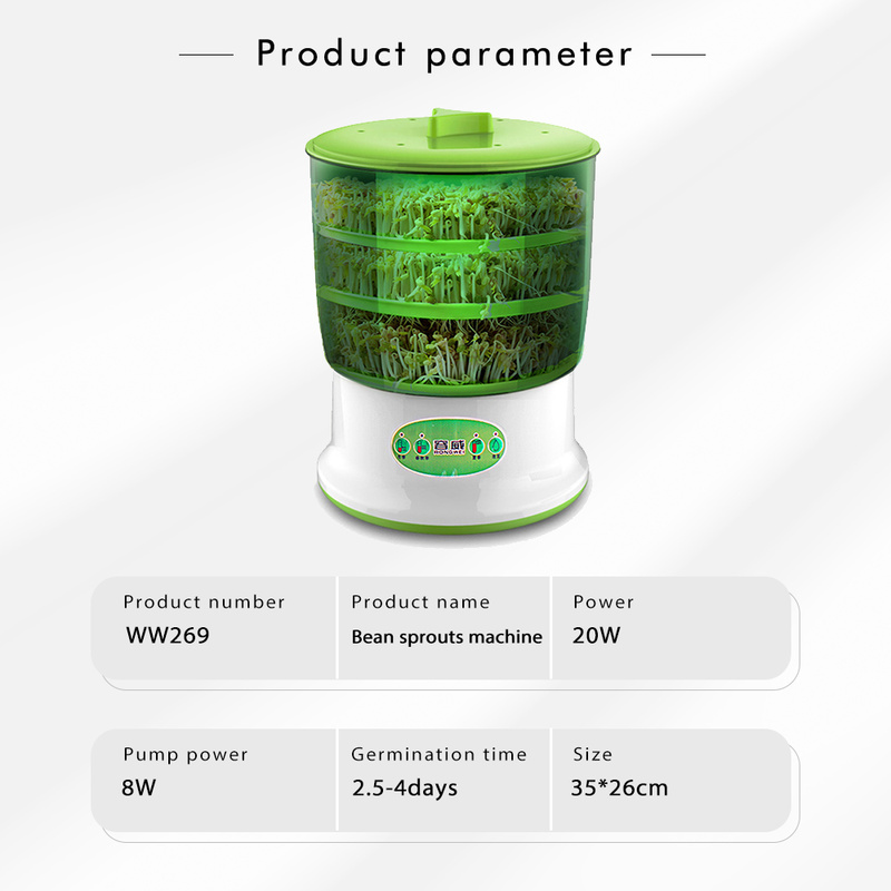 Bean Sprouts Maker Growth ถังขนาดใหญ่ความจุ Thermostat สีเขียวเมล็ดพืชปลูกอัตโนมัติ Bean Sprout เครื่อง